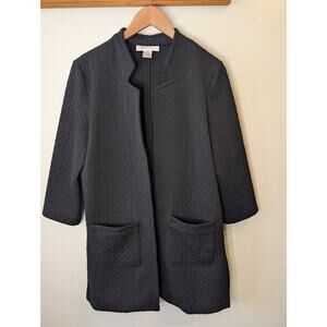 Carole Wren Black Quilted Longline Jacket Coat Minimalist Medium